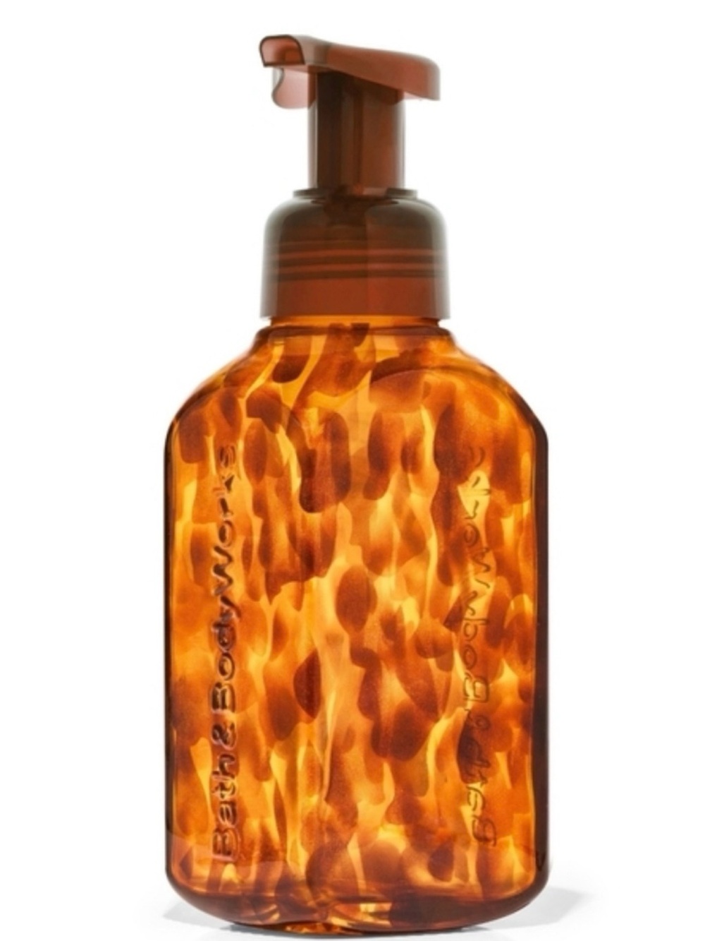 Bath & Body Works Glass Amber Tortoiseshell Foaming Hand Soap Holder Dispenser